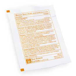 Custom Sun Screen Lotion Packette SPF 30, Stock, No Imprint - White