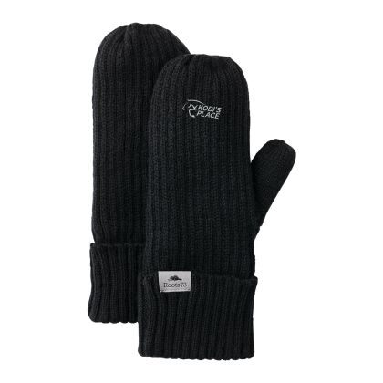 Custom Unisex WOODLAND Roots73 Knit Mitts - Black 