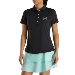 Custom FootJoy Womens Solid Lisle Performance Golf Polo - Black 