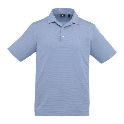 Custom FootJoy Mens MicroFeeder Stripe Performance Golf Polo - New Royal/White 