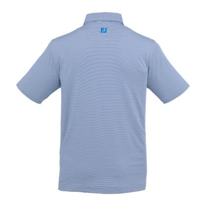Custom FootJoy Mens MicroFeeder Stripe Performance Golf Polo - New Royal/White Back View 