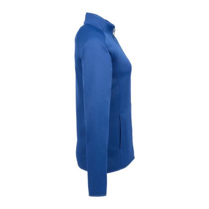 Custom TELICA Women's Brushed Back Recycled Fleece Jacket - River Blue Side View Custom TELICA Women's Brushed Back Recycled Fleece Jacket - River Blue Side View