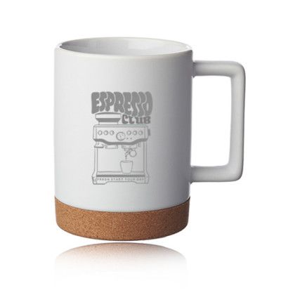 Custom Caldwell 15 oz. Cork Base Ceramic Mugs - White