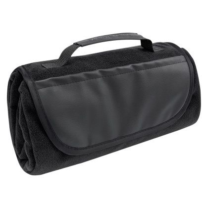 Custom Cutter & Buck RPET Roll-Up Picnic & Camping Blanket - Black front side