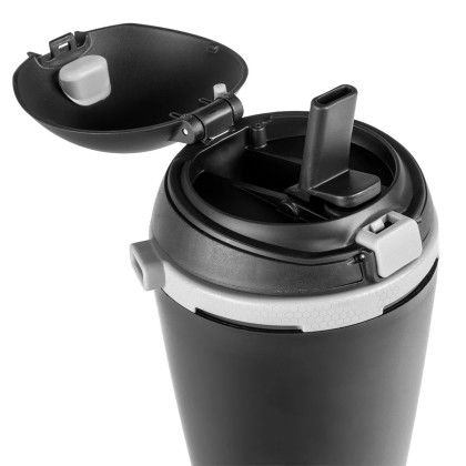 Custom RallyHorn 19 oz. Stadium Mug - Black Open lid Custom RallyHorn 19 oz. Stadium Mug - Black Open lid