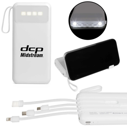 Custom StandCharge 4-in-1 Power Bank - White Custom StandCharge 4-in-1 Power Bank - White