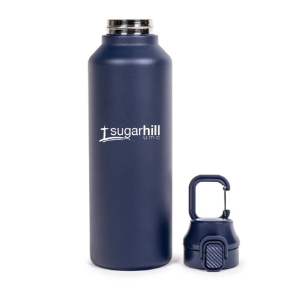 Custom SummitSeal 25 oz. Push-Pop Bottle - Navy Front View Custom SummitSeal 25 oz. Push-Pop Bottle - Navy Front View