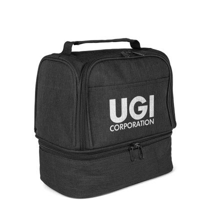 Custom CarryCool Double Deck Lunch Bag - Black Side View 