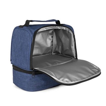 Custom CarryCool Double Deck Lunch Bag - Navy Upper Open View 