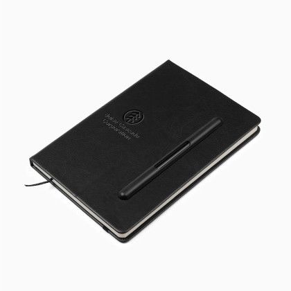 Custom EcoHyde A5 Journal with Pen - Black Side View 