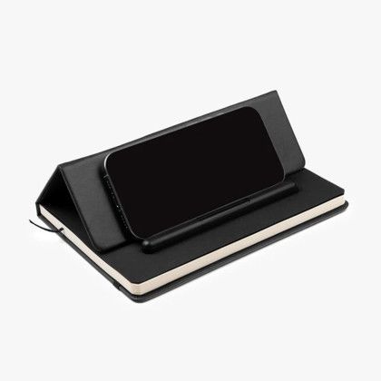 Custom EcoHyde A5 Journal with Pen - Black Lifestyle View 