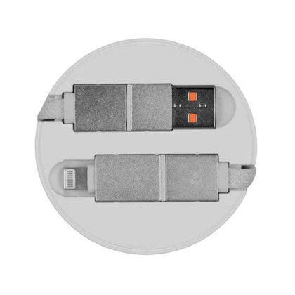 Custom ChargeFlex 4-in-1 Retractable Cable - White Open View Custom ChargeFlex 4-in-1 Retractable Cable - White Open View