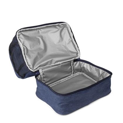Custom ChillMate Double Deck Lunch Bag with Mesh Pockets - Navy Open View Custom ChillMate Double Deck Lunch Bag with Mesh Pockets - Navy Open View