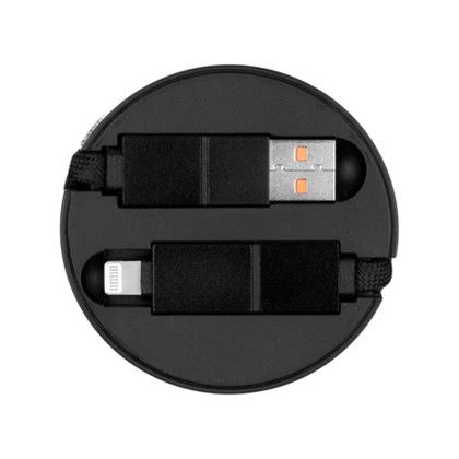 Custom ChargeFlex 4-in-1 Retractable Cable - Black Back View Custom ChargeFlex 4-in-1 Retractable Cable - Black Back View