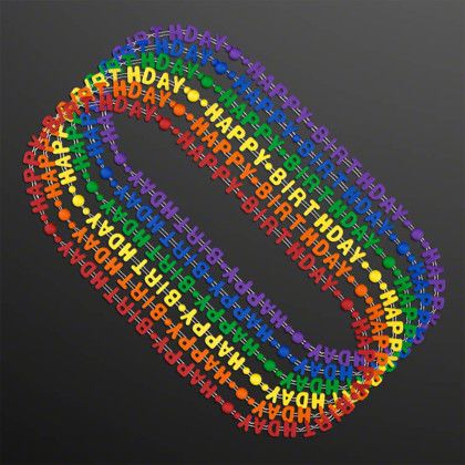 Custom Happy Birthday Party Beads Necklaces (NON-Light Up) - Blank