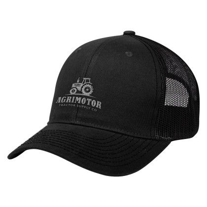 Custom Cotton Twill Mesh Back Cap - Black with black Custom Cotton Twill Mesh Back Cap - Black with black