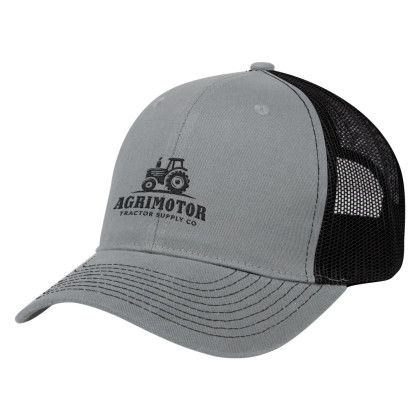 Custom Cotton Twill Mesh Back Cap - Gray with black Custom Cotton Twill Mesh Back Cap - Gray with black