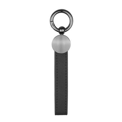 Custom CoreLeather Gun Metal Keychain - Black Back View 