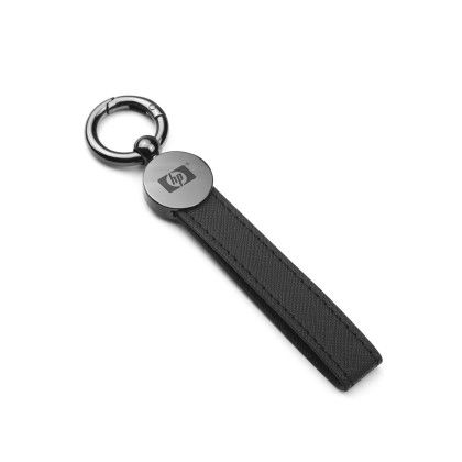 Custom CoreLeather Gun Metal Keychain - Black Side View 