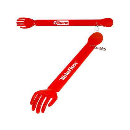 Custom Promotional Back Scratcher & Branded Shoe Horn Combo with Logo - Translucent red