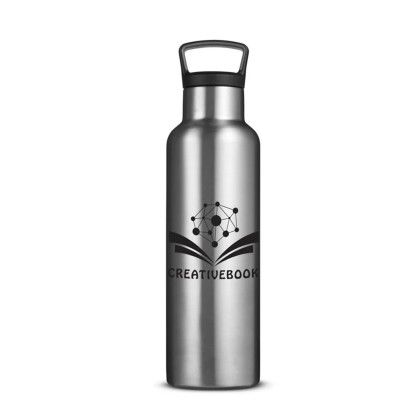 Custom Columbia 21 oz Double Wall Vacuum Bottle with Loop Top Lid - Silver