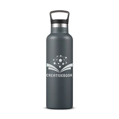 Custom Columbia 21 oz Double Wall Vacuum Bottle with Loop Top Lid - Charcoal