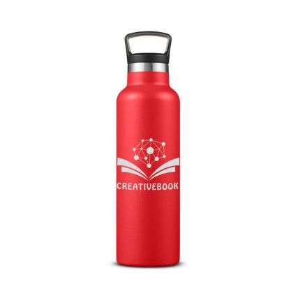 Custom Columbia 21 oz Double Wall Vacuum Bottle with Loop Top Lid - Bright poppy