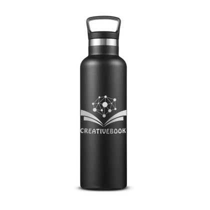 Custom Columbia 21 oz Double Wall Vacuum Bottle with Loop Top Lid - Black
