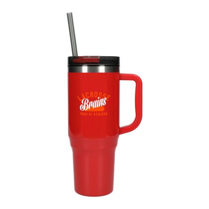 Red Promotional Thor 40 oz Eco-Friendly Straw Tumbler with Logo