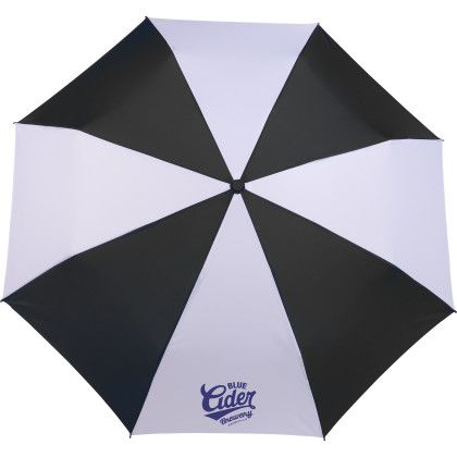 Custom 42" Recycled Auto Open/Close RPET Umbrella - Black with white Custom 42" Recycled Auto Open/Close RPET Umbrella - Black with white