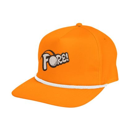 Custom Embroidered Stroke Play Solid Rope Cap - Orange / White with Logo
