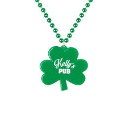 Custom Shamrock Medallion Bead Necklace with Logo Custom Shamrock Medallion Bead Necklace with Logo