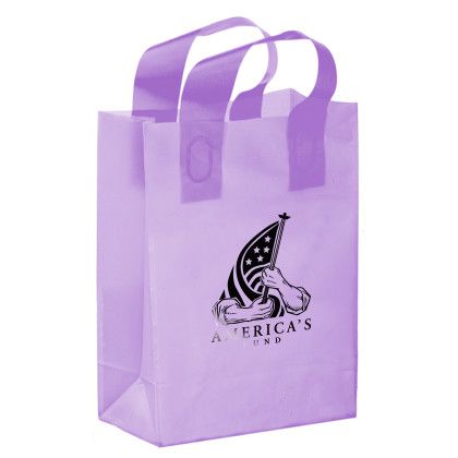 8 x 11 Clear Frosted Shopping Bag with Gusset - Foil Stamp - Lavender