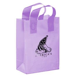 8 x 11 Clear Frosted Shopping Bag with Gusset - Foil Stamp - Lavender