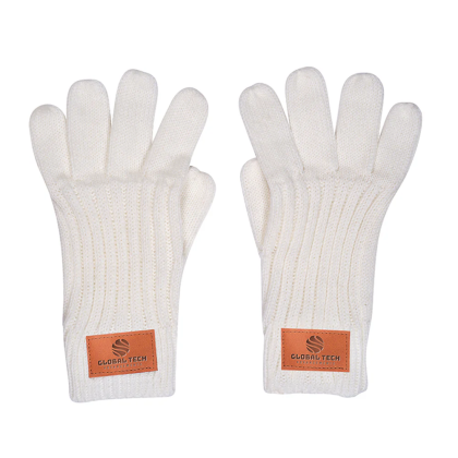 Custom Logo Leeman Rib Knit Gloves - Cream