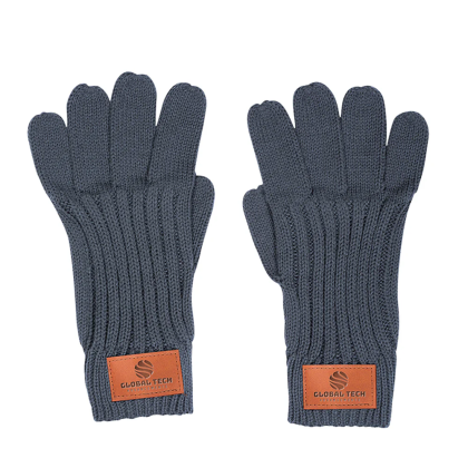 Custom Logo Leeman Rib Knit Gloves - Gray
