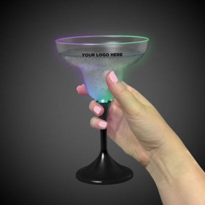 Custom Frosted Light Up Margarita Glass with Black Base