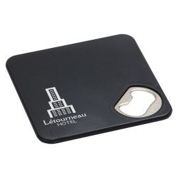 Custom Econo Bottle Opener Coaster - Black 