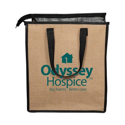 Custom Jute Cooler Tote - Black