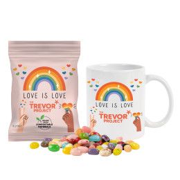 Custom Pride Mug Set with Jelly Belly in Compostable Digibag