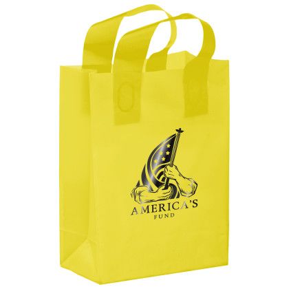 8 x 11 Clear Frosted Shopping Bag with Gusset - Foil Stamp - Yellow