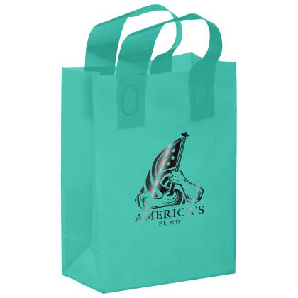 8 x 11 Clear Frosted Shopping Bag with Gusset - Foil Stamp - Teal
