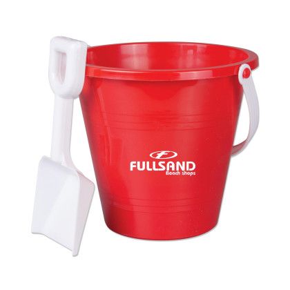 Custom 6" Pail With Shovel - Red