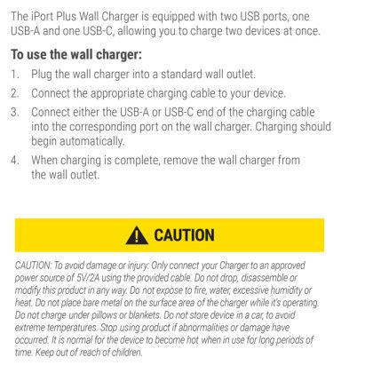 Custom iPort Plus Wall Charger - Instructions and Info