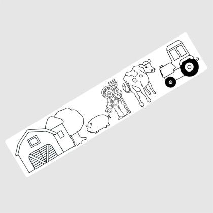 Custom Ruler, Coloring with Farm Pictures - Back View 