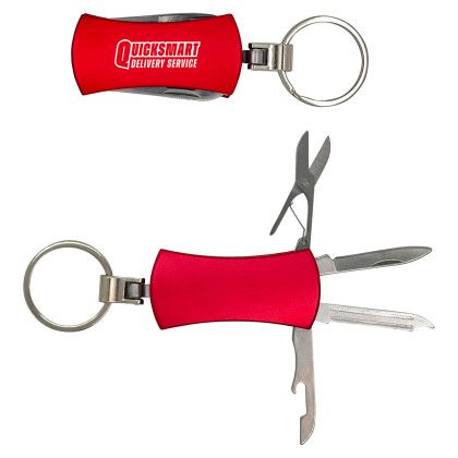 Custom Best Buddy Tools 5-in-1 Multi-Tool Pocket Key Ring - Red