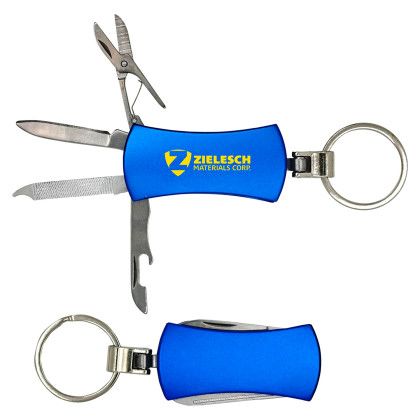 Custom Best Buddy Tools 5-in-1 Multi-Tool Pocket Key Ring - Blue 