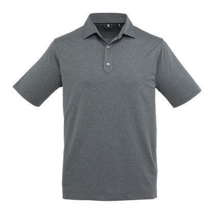 Custom FootJoy Mens Solid Lisle Performance Golf Polo - Heather Dark Charcoal Front view