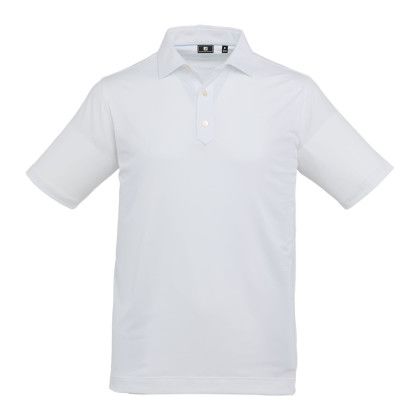 Custom FootJoy Mens Solid Lisle Performance Golf Polo - White Front view