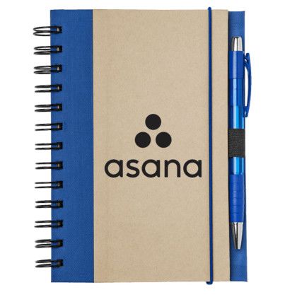Custom Sweda Recycled Color Spine Spiral Notebook - Blue